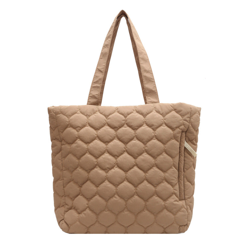 Shoulder bags  | Women Cotton-padded Coat Shoulder Tote Bag | [option1] |  [option2]| thecurvestory.myshopify.com