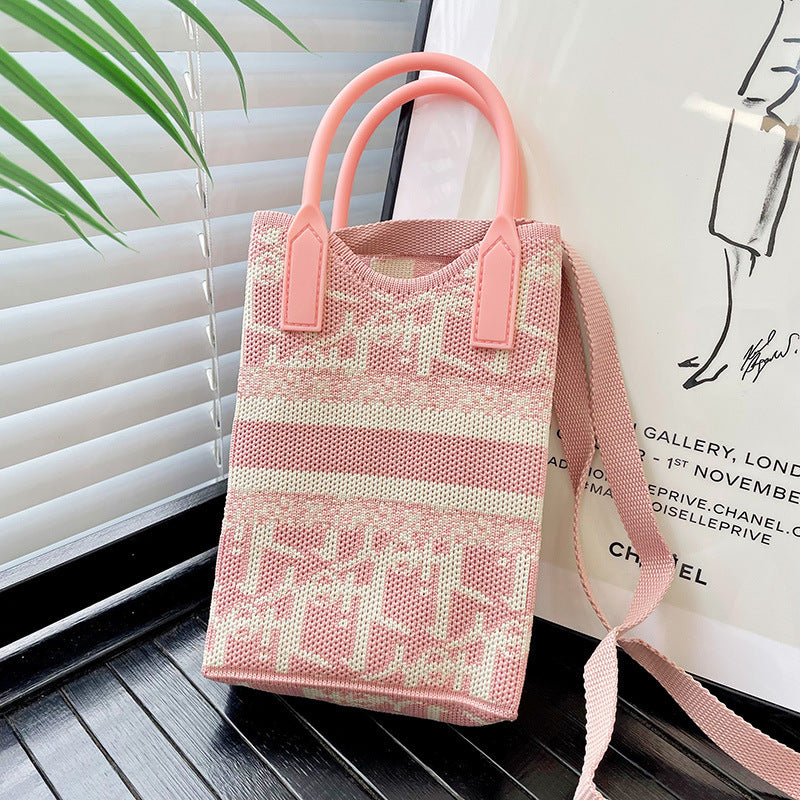Shoulder bags  | Love Mini Knit Shoulder Crossbody Bag | Pink |  [option2]| thecurvestory.myshopify.com