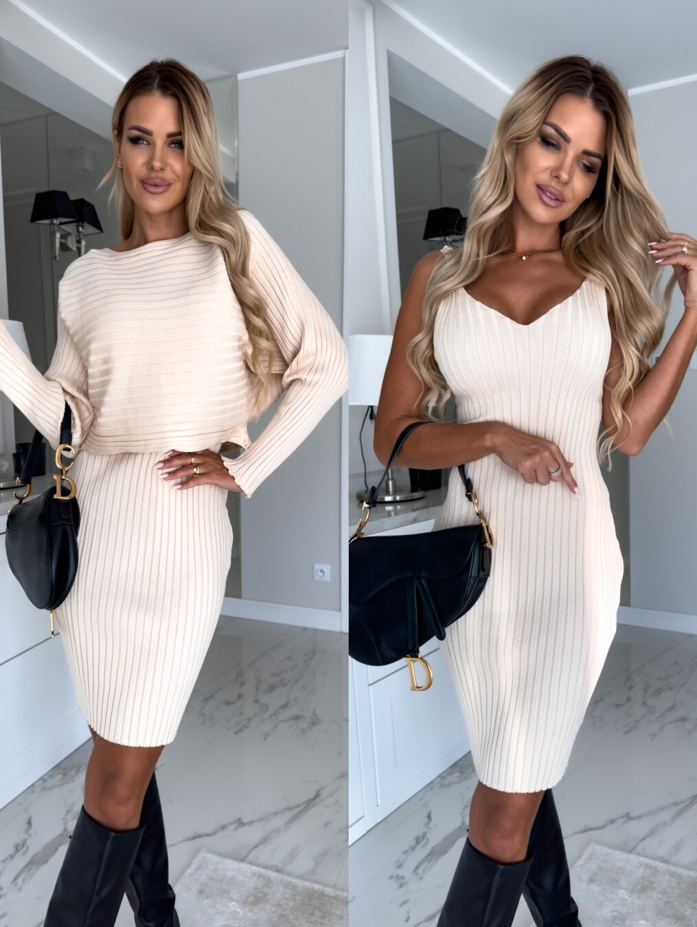 dresses  | Plus Size Women Solid Stripe Top And Tight Suspender Skirt Dress | Beige |  2XL| thecurvestory.myshopify.com