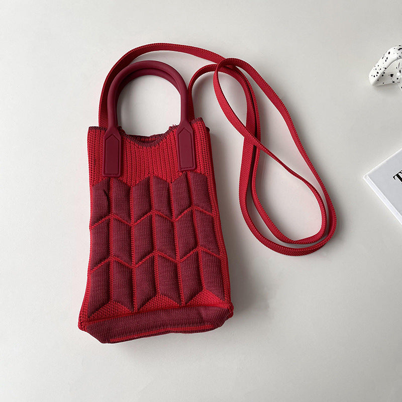 Shoulder bags  | Love Mini Knit Shoulder Crossbody Bag | Wheat Pack Wine Red |  [option2]| thecurvestory.myshopify.com