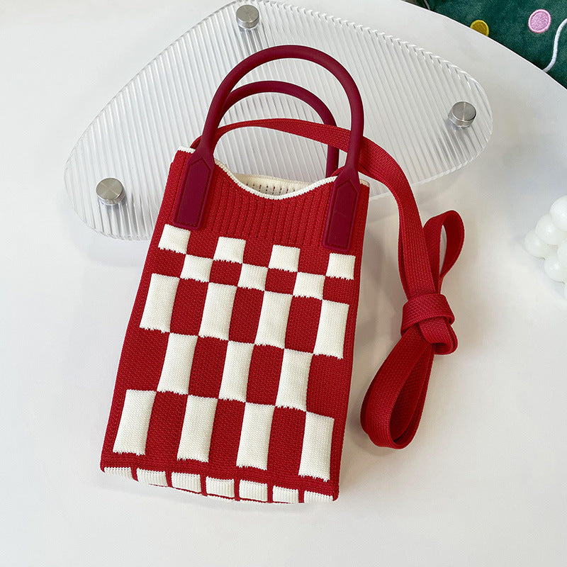 Shoulder bags  | Love Mini Knit Shoulder Crossbody Bag | Red Square |  [option2]| thecurvestory.myshopify.com