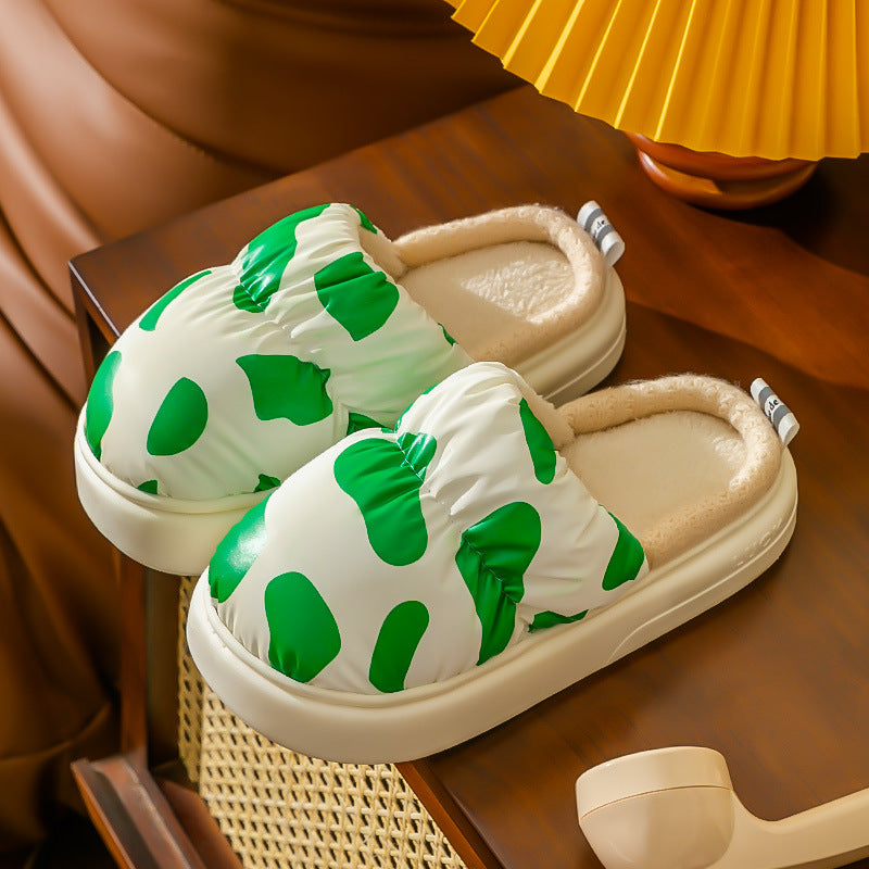 Slippers  | Women Cow print chunky Mule Slip-ons | Cow Green |  36to37| thecurvestory.myshopify.com