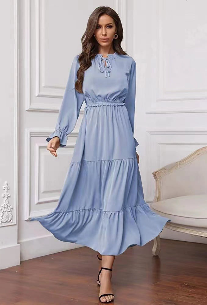dresses  | Women Plus size long sleeves maxi dress | Blue |  2XL| thecurvestory.myshopify.com