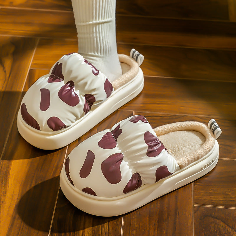 Slippers  | Women Cow print chunky Mule Slip-ons | Cow Brown |  36to37| thecurvestory.myshopify.com