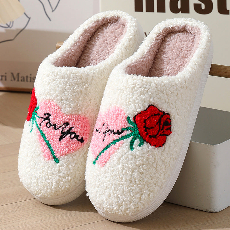 Slippers  | Women's Home Slippers Fashion Plush House Shoes For Valentine's Day | Rose Style |  36to37| thecurvestory.myshopify.com