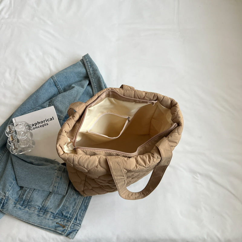 Shoulder bags  | Women Cotton-padded Coat Shoulder Tote Bag | [option1] |  [option2]| thecurvestory.myshopify.com