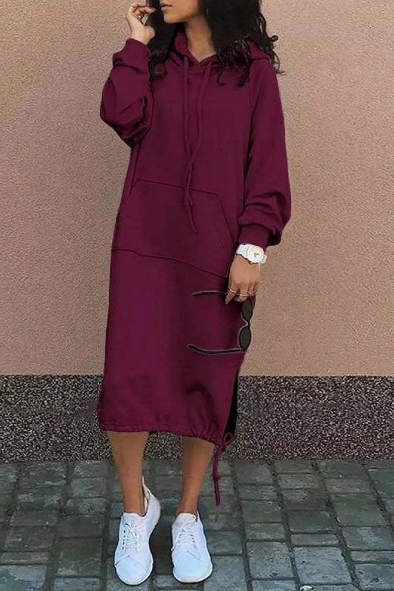 dresses  | Plus Size Long Sweater Hoodie | Wine Red |  2XL| thecurvestory.myshopify.com