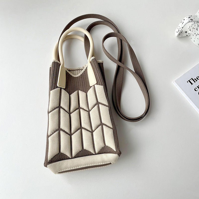 Shoulder bags  | Love Mini Knit Shoulder Crossbody Bag | Wheat Pack Coffee Apricot |  [option2]| thecurvestory.myshopify.com