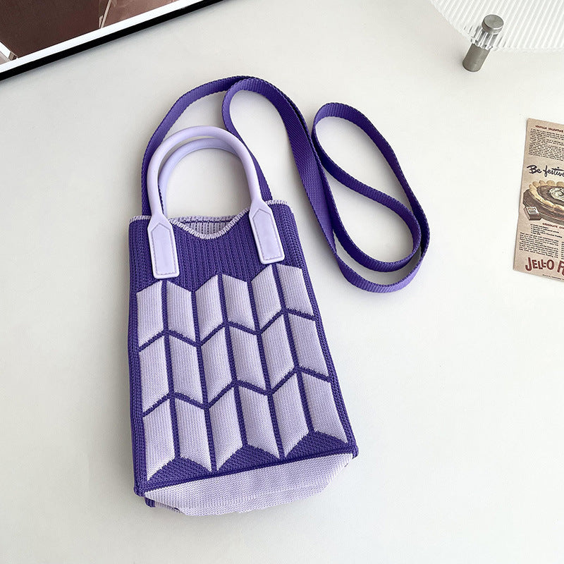 Shoulder bags  | Love Mini Knit Shoulder Crossbody Bag | Wheat Pack Purple |  [option2]| thecurvestory.myshopify.com