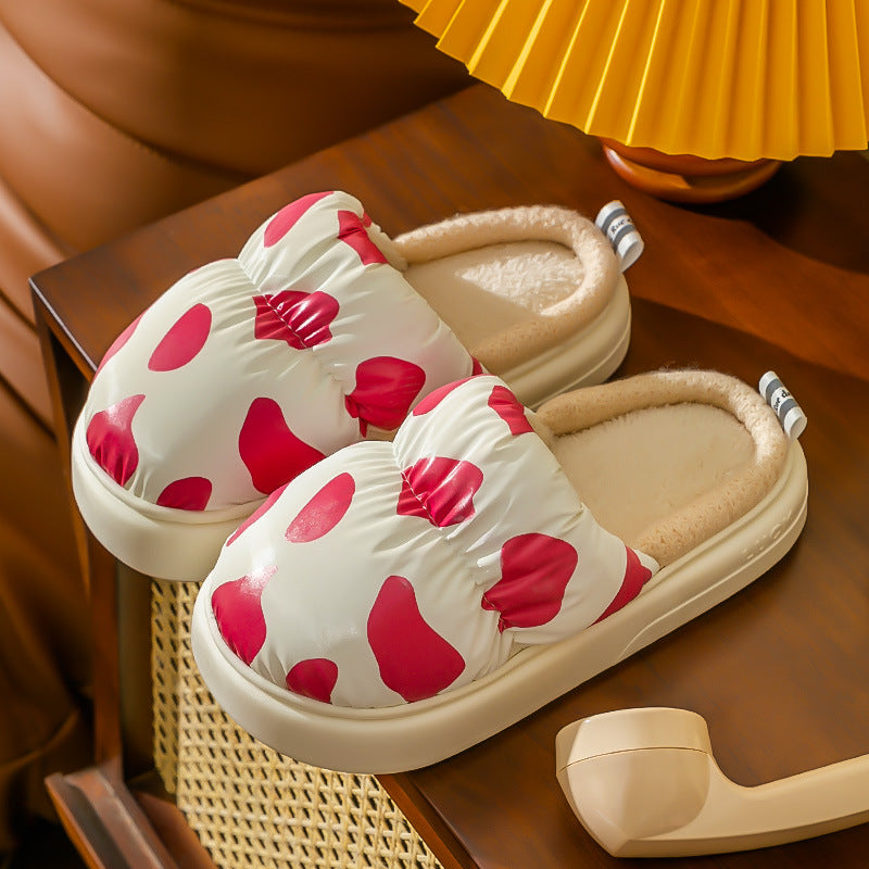 Slippers  | Women Cow print chunky Mule Slip-ons | Cow Red |  36to37| thecurvestory.myshopify.com