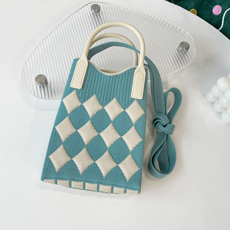 Shoulder bags  | Love Mini Knit Shoulder Crossbody Bag | Cyan Diamond |  [option2]| thecurvestory.myshopify.com