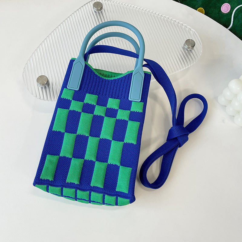 Shoulder bags  | Love Mini Knit Shoulder Crossbody Bag | Blue Square |  [option2]| thecurvestory.myshopify.com