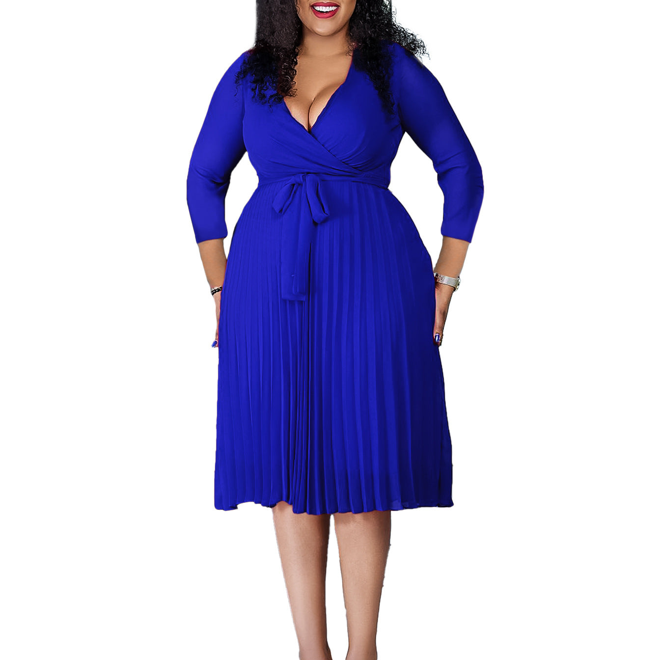 Dress  | Women Plus Size Temperament Leisure Elegant Solid Color Long Sleeve Dress | |  | thecurvestory.myshopify.com