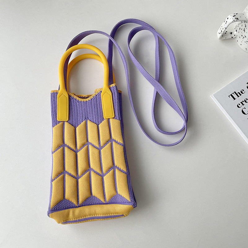 Shoulder bags  | Love Mini Knit Shoulder Crossbody Bag | Wheat Pack Purple Yellow |  [option2]| thecurvestory.myshopify.com