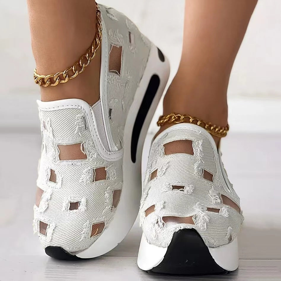 Sneakers  | Women Hollow Out Canvas fashion sneakers | White |  35| thecurvestory.myshopify.com