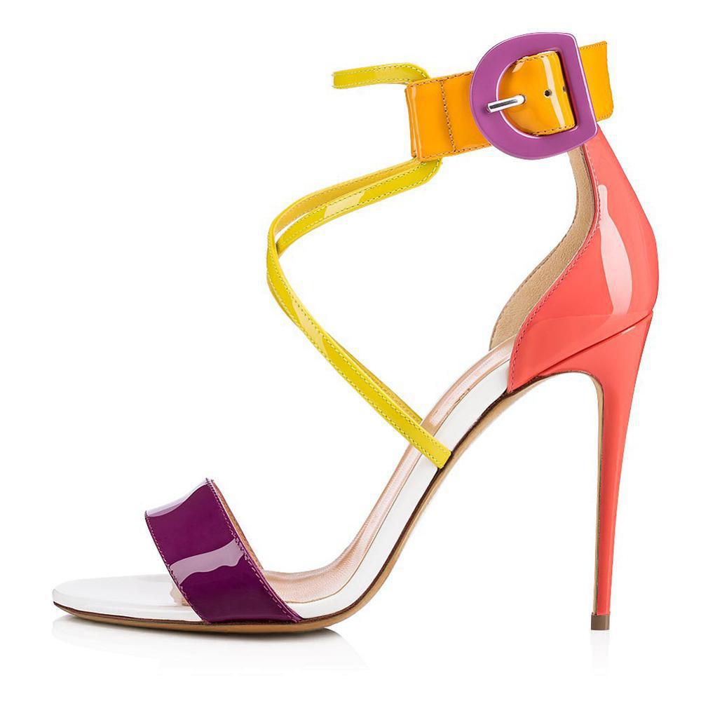 Heeled Sandals  | Women Colorful Sweet Prince Party Dress High Heels | Color Matching |  35| thecurvestory.myshopify.com