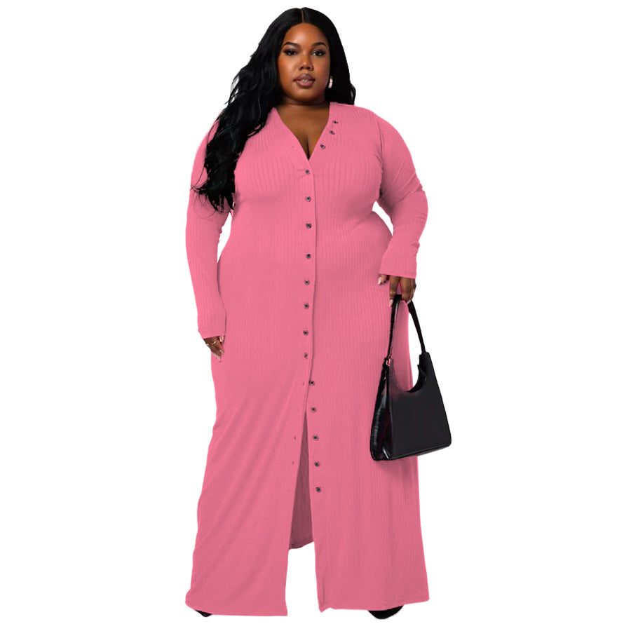 dresses  | Plus Size Women's Sunken Stripe Split Dress | Pink |  2XL| thecurvestory.myshopify.com