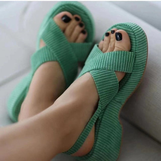 Women Suede Cross Strap Casual Fashion Open Toe Sandals