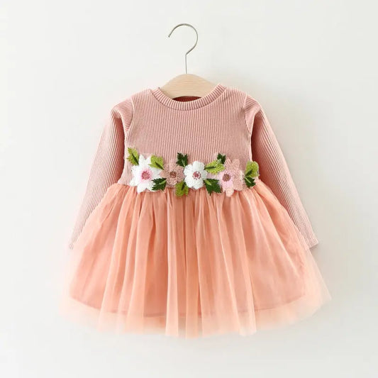 Girl Dress  | Girls Flower belt tulle Skirt dress | thecurvestory.myshopify.com