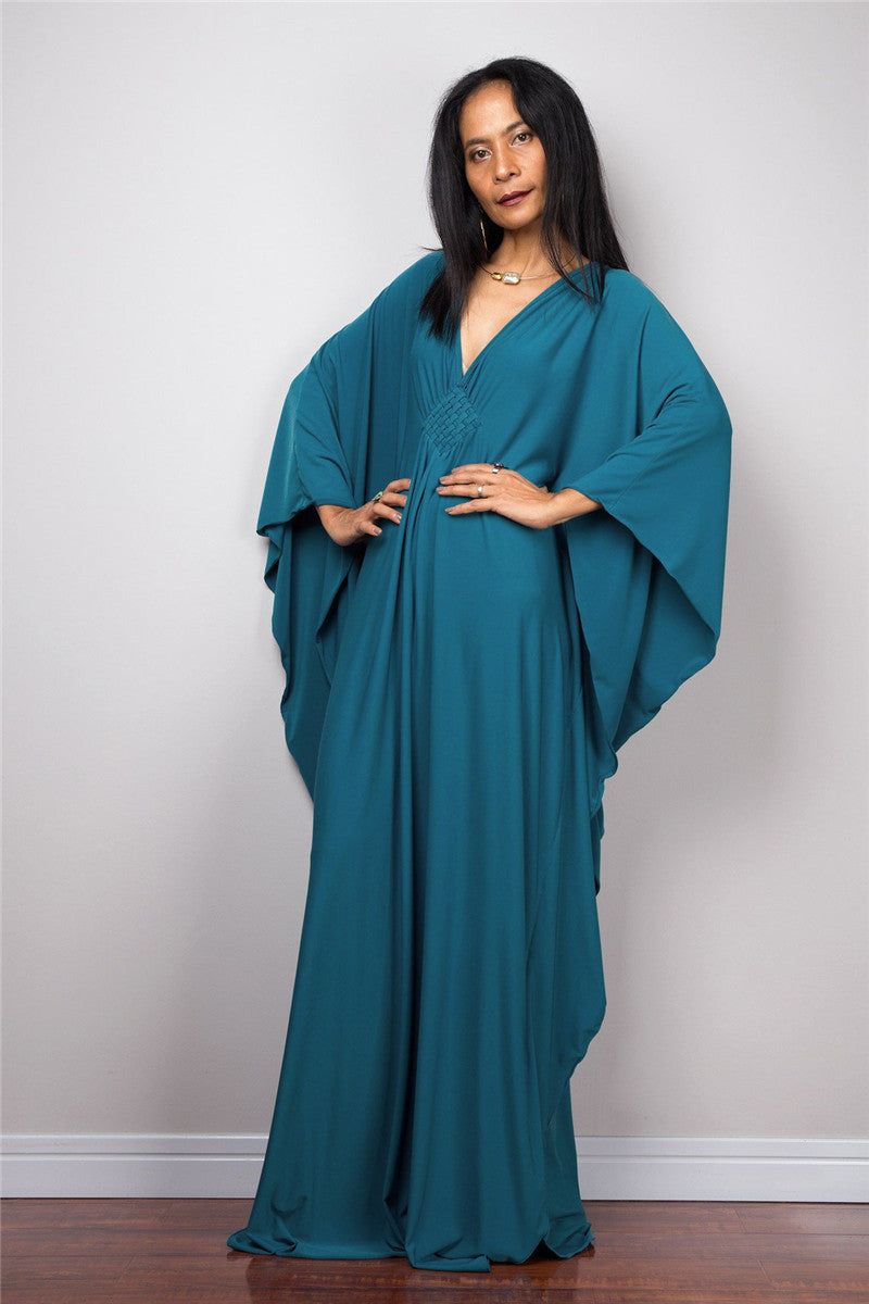 Dress  | Free Size  Chest Woven Loose Plus Size Beach Cover-up Robe Vacation | Hole Blue |  Free Size| thecurvestory.myshopify.com