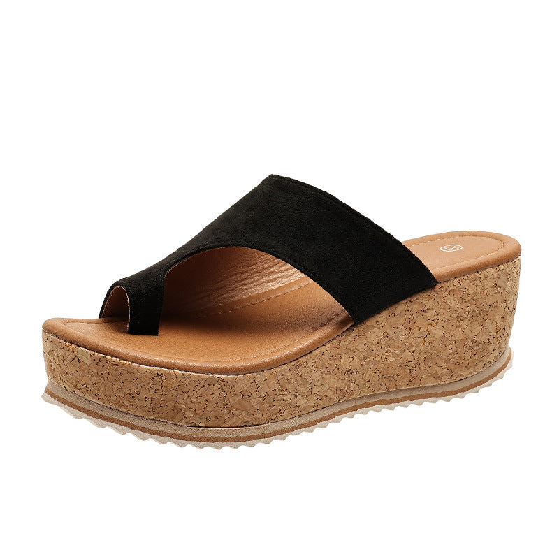Platform sandals  | Fashion Leopard Print Wedge Slippers For Women | Black |  Size36| thecurvestory.myshopify.com
