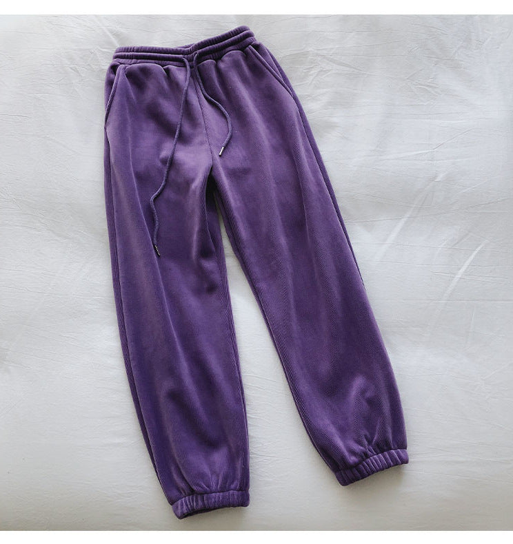 Pants  | Women fleece track pants | Purple With Velvet Thickening |  L| thecurvestory.myshopify.com