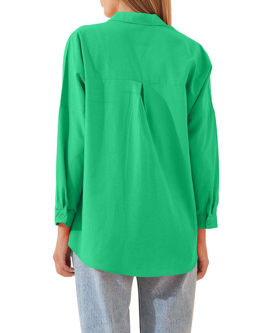 Shirt  | Women's Shirt Jacket Long Sleeve Blouse Button Down Tops Candy Color Shirt | [option1] |  [option2]| thecurvestory.myshopify.com