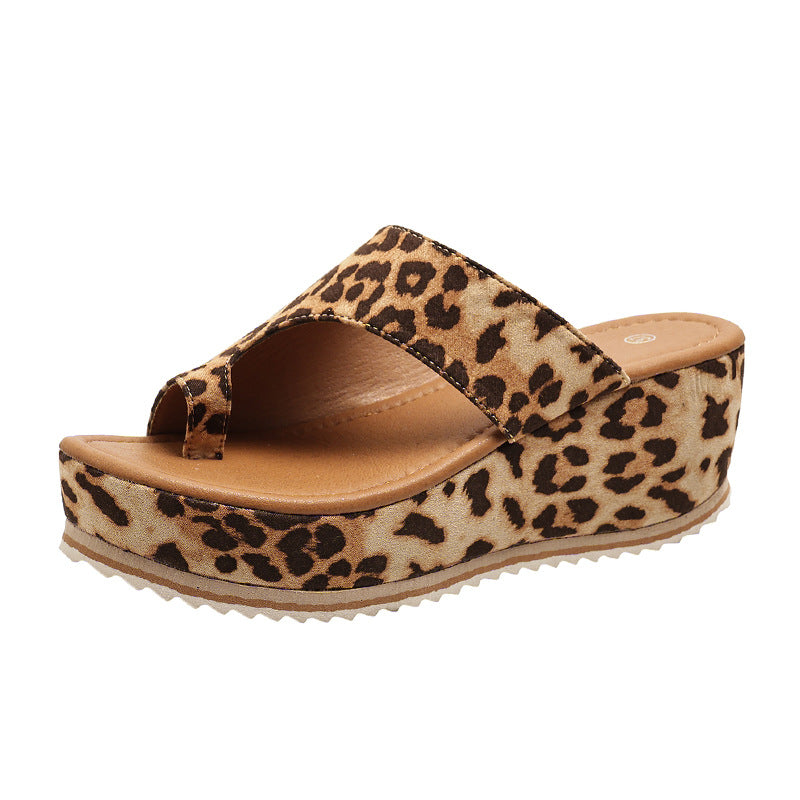 Platform sandals  | Fashion Leopard Print Wedge Slippers For Women | Brown Leopard |  Size36| thecurvestory.myshopify.com