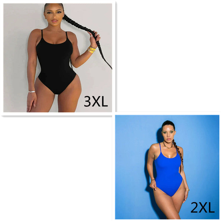 Swimsuit  | Sling Backless Plus Size Solid Color Triangle One-piece Swimsuit | Set4 |  3XL| thecurvestory.myshopify.com