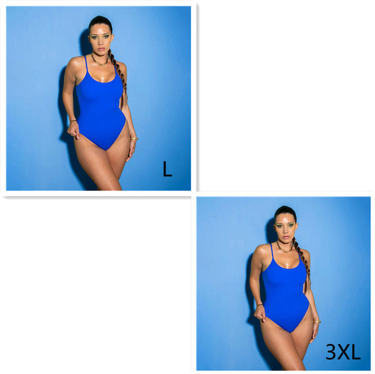 Swimsuit  | Sling Backless Plus Size Solid Color Triangle One-piece Swimsuit | Set3 |  L| thecurvestory.myshopify.com