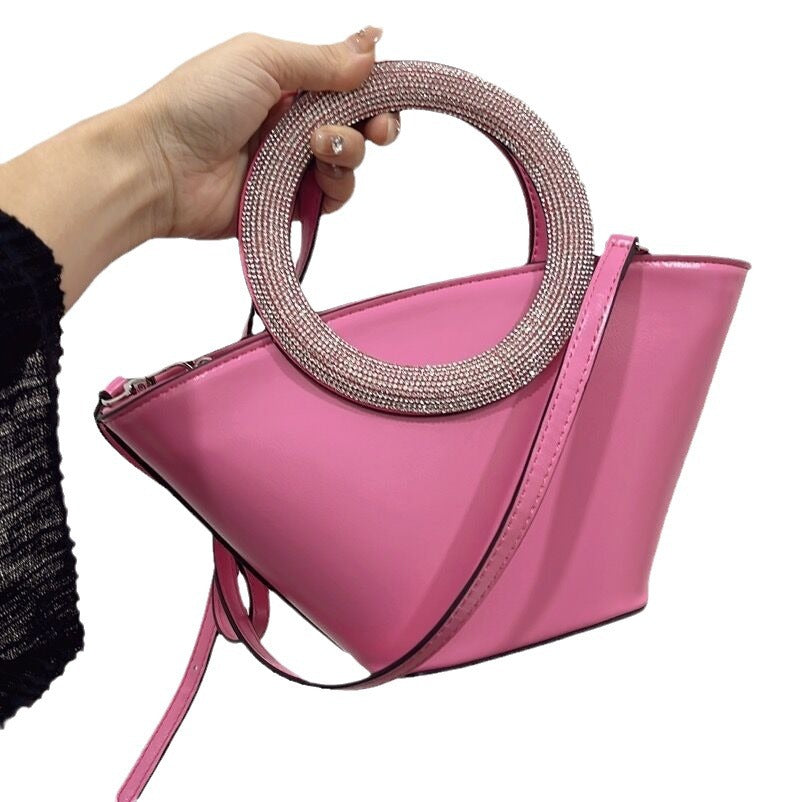 Hand Bags  | Diamond Round Handle Portable Basket Pack Hand bag | |  | thecurvestory.myshopify.com