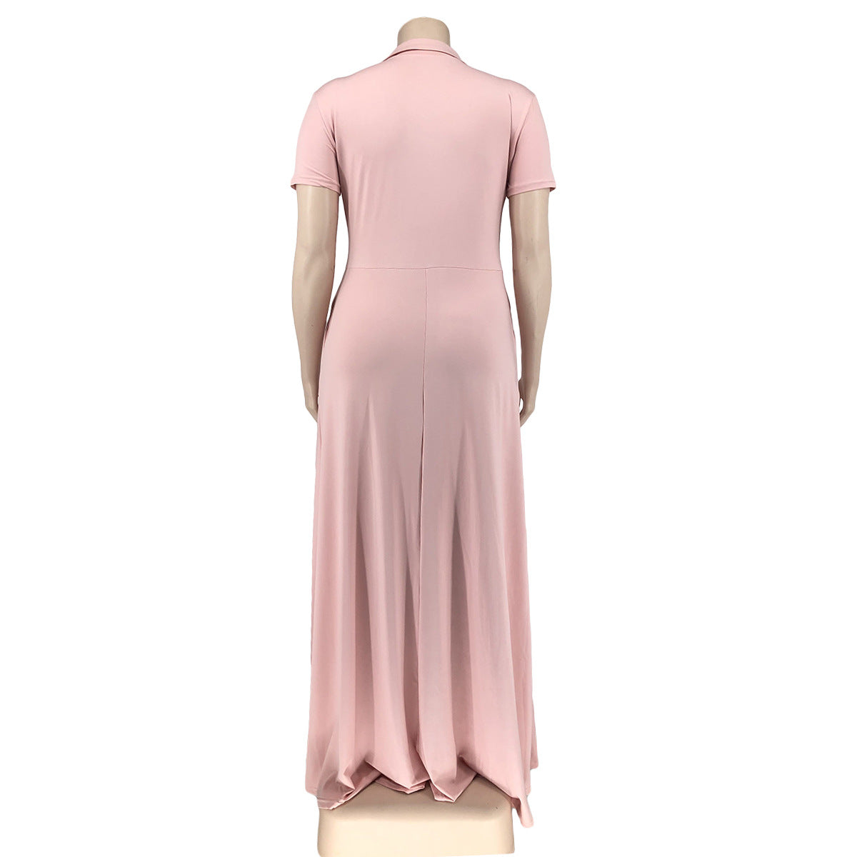 Plus Size Women Casual Fashion V-neck Solid Color long Dress