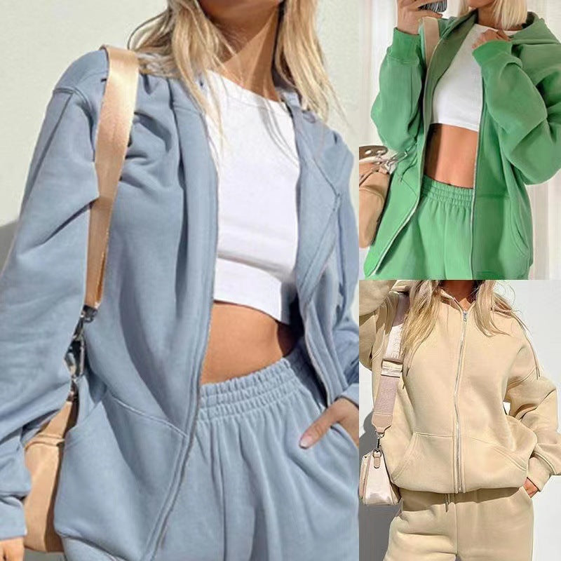 co-ord sets  | Loose Hooded Sportswear Jogger Pants Women's Suit | [option1] |  [option2]| thecurvestory.myshopify.com