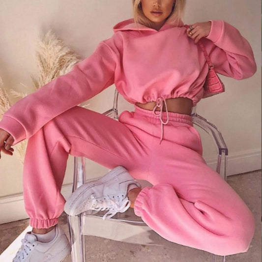 dresses  | Jogging Suits For Women 2 Piece Sweatsuits Tracksuits Sexy Long Sleeve HoodieCasual Fitness Sportswear | Pink |  L| thecurvestory.myshopify.com