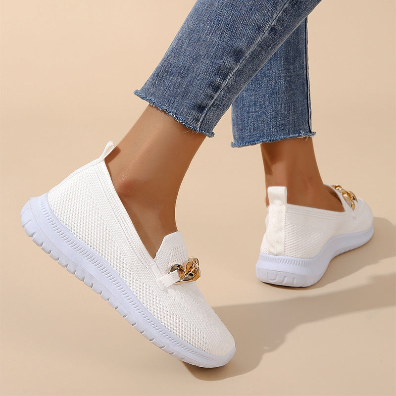 Trainers & Sneakers  | Chain Flats Shoes Women Mesh Sports Walking Shoes | [option1] |  [option2]| thecurvestory.myshopify.com