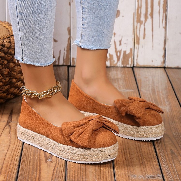 loafers  | Women Bow Platform Shoes | Brown |  35| thecurvestory.myshopify.com
