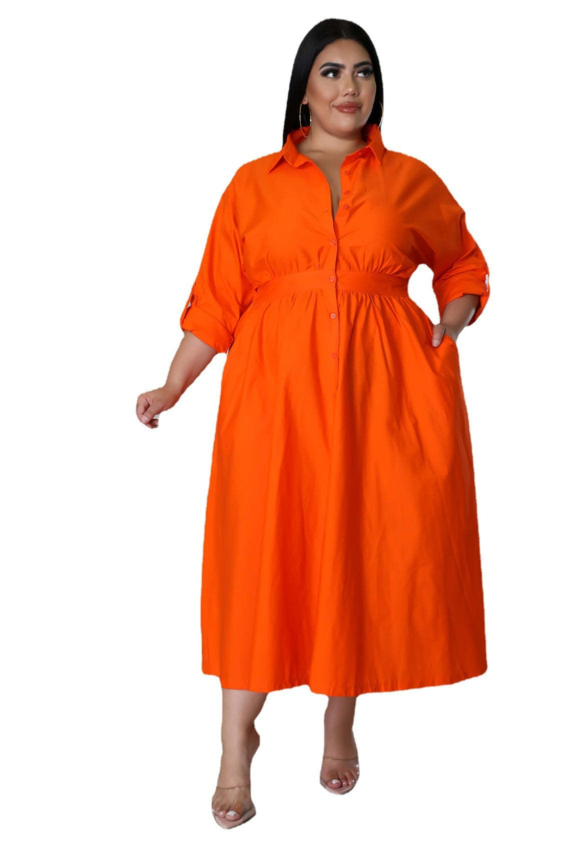 Dress  | Fashion Personalized Plus Size Women's Clothing | Orange Red |  2XL| thecurvestory.myshopify.com