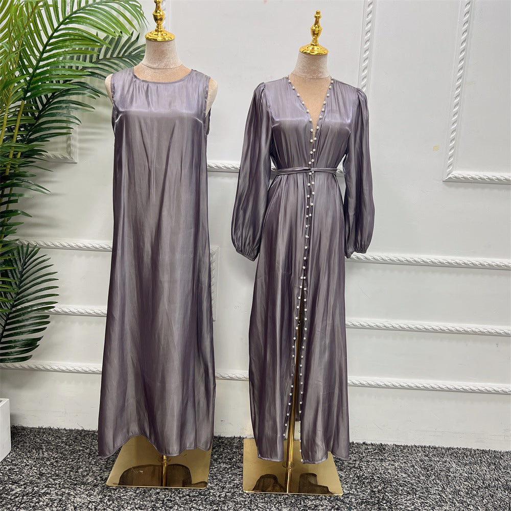 dresses  | Women Black bubble Sleeve two piece dress and cardigan | Lotus Root Purple |  L| thecurvestory.myshopify.com