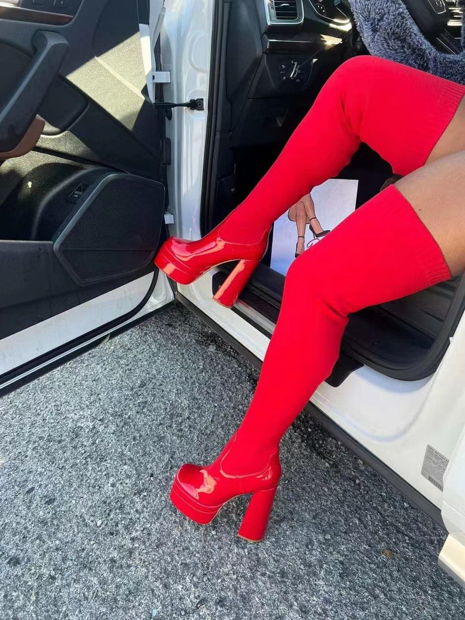Boots  | Women Over the knee boots | Red |  36| thecurvestory.myshopify.com