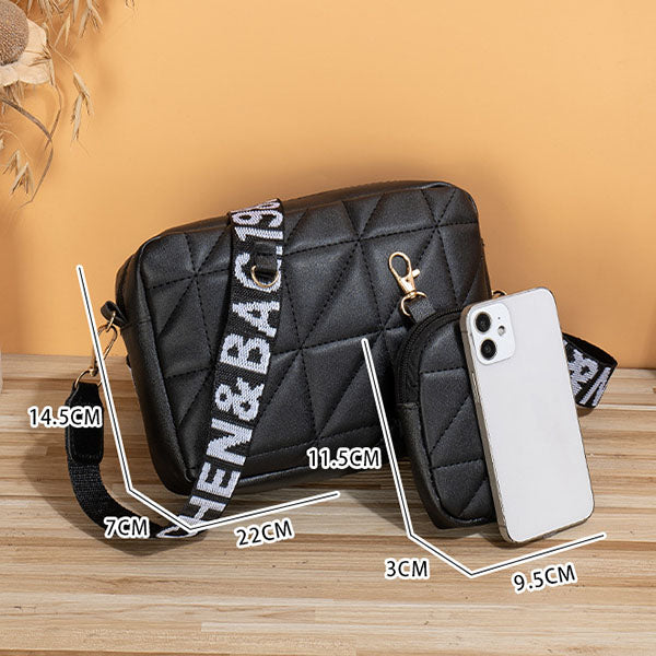 2Pcs Shoulder Bag With Wallet Printed Wide Shoulder Strap Crossbody Bags