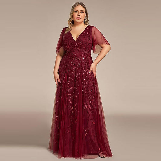 Dress  | Women's Plus Size Bridesmaid Sequined Net Fishtail Dress | |  | thecurvestory.myshopify.com