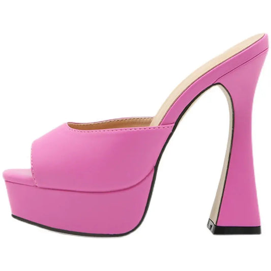 [product_type]  | Fashion Solid Color Thick High Heel Platform Sandals | Pink |  35| thecurvestory.myshopify.com