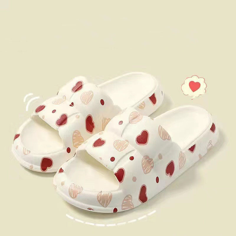 sandals  | Women Home Shoes Bathroom Slippers Soft Sole Slides Summer Beach Shoes | White love |  36and37| thecurvestory.myshopify.com