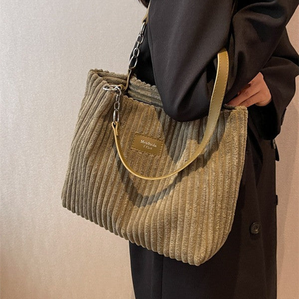 Shoulder bags  | Women Fashion Casual Large Corduroy Shoulder Tote Bag | |  | thecurvestory.myshopify.com