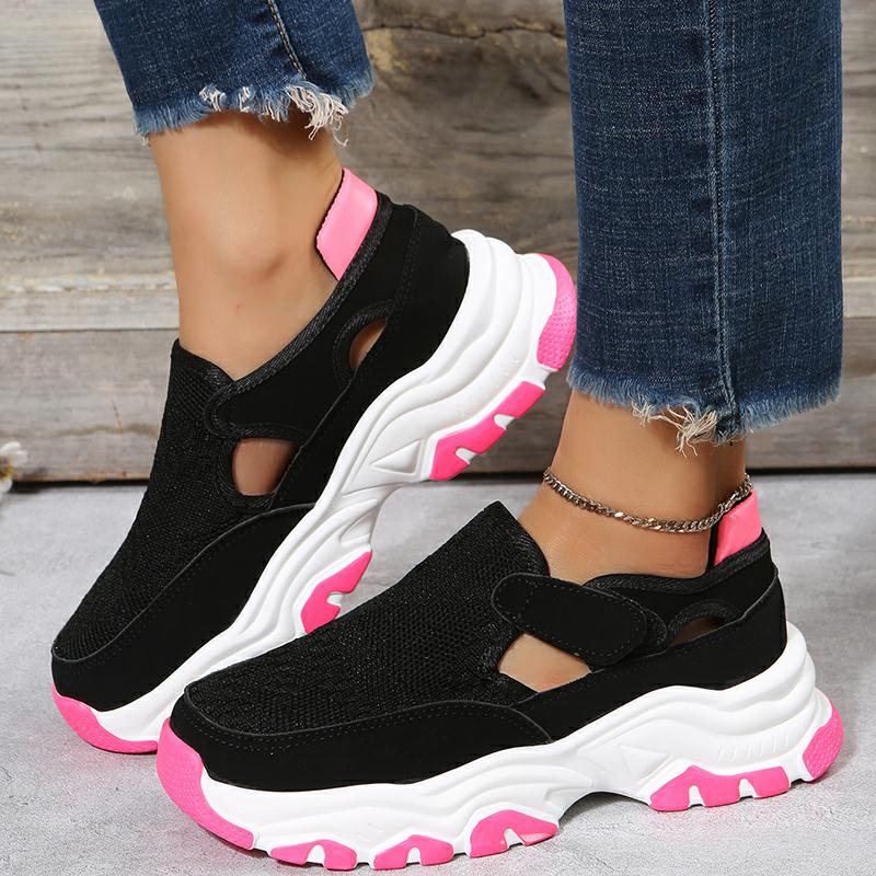 sneakers  | Mesh Sport Shoes Women Fashion Outdoor Flat Heel Round Toe Preppy Running Shoes | [option1] |  [option2]| thecurvestory.myshopify.com