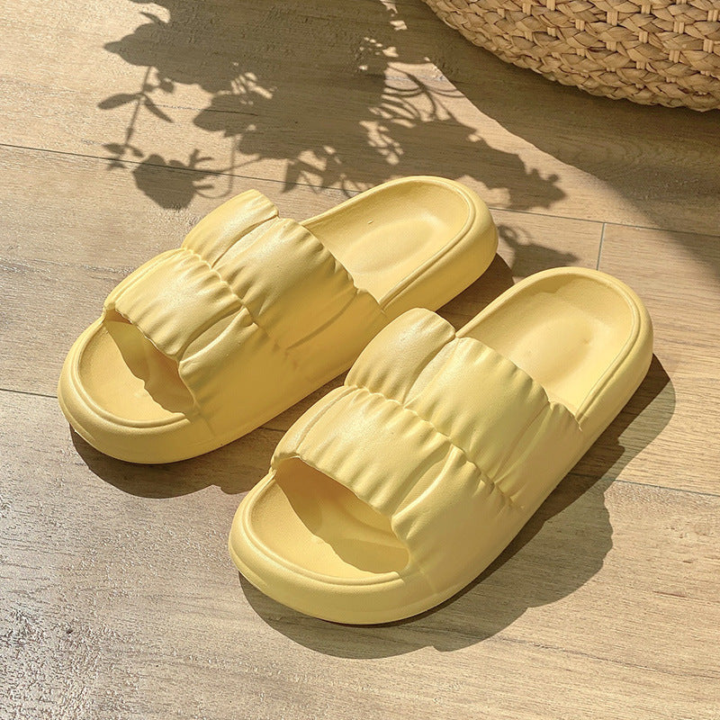 sandals  | Women Home Shoes Bathroom Slippers Soft Sole Slides Summer Beach Shoes | Milky yellow |  36and37| thecurvestory.myshopify.com