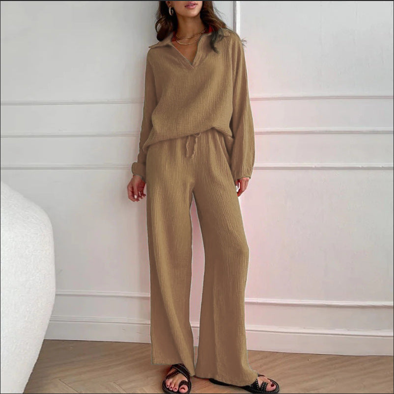 Co-ord Sets  | Elegant Women's Casual Top And Trousers Co-ord Set | Khaki |  2XL| thecurvestory.myshopify.com