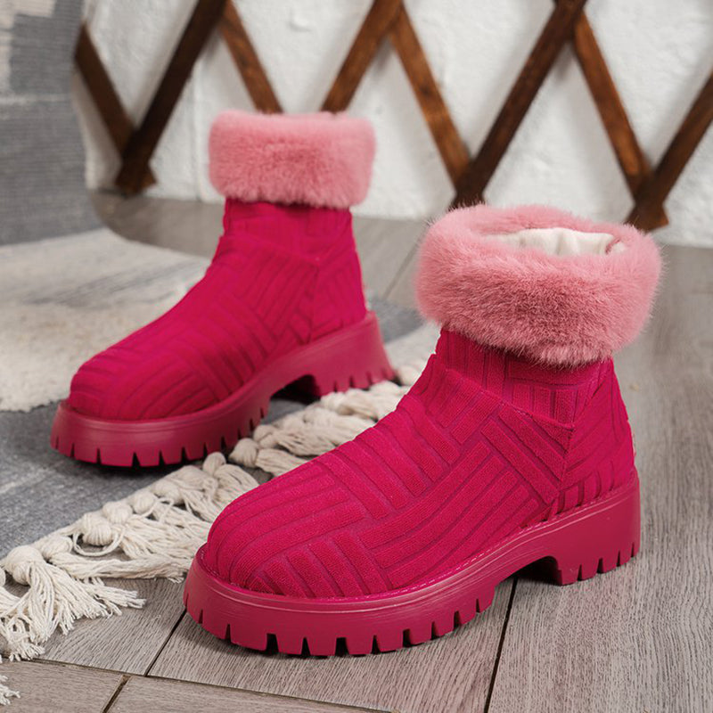 Boots  | Women Fashion Ankle boots With thick sole | Rose Red |  Size37| thecurvestory.myshopify.com