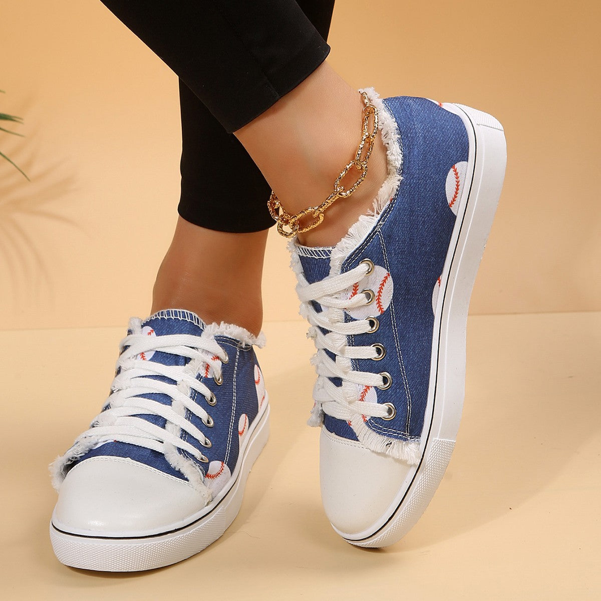 Trainers & Sneakers  | Casual Flat Canvas Shoes Flowers Lace-up Flowers Print Loafers Women Walking Shoes | Denim Ball |  36.| thecurvestory.myshopify.com