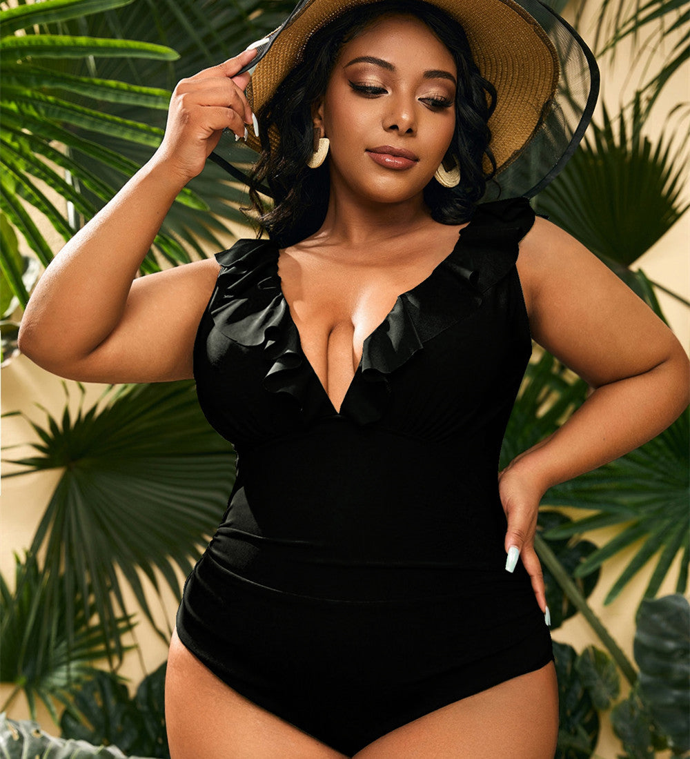 Swimsuit  | Plus Size Conservative Women's Beach Swimsuit | Black |  0XL| thecurvestory.myshopify.com